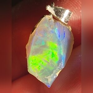 925 Sterling silver Natural opal Rough pendant - New - 1.37g